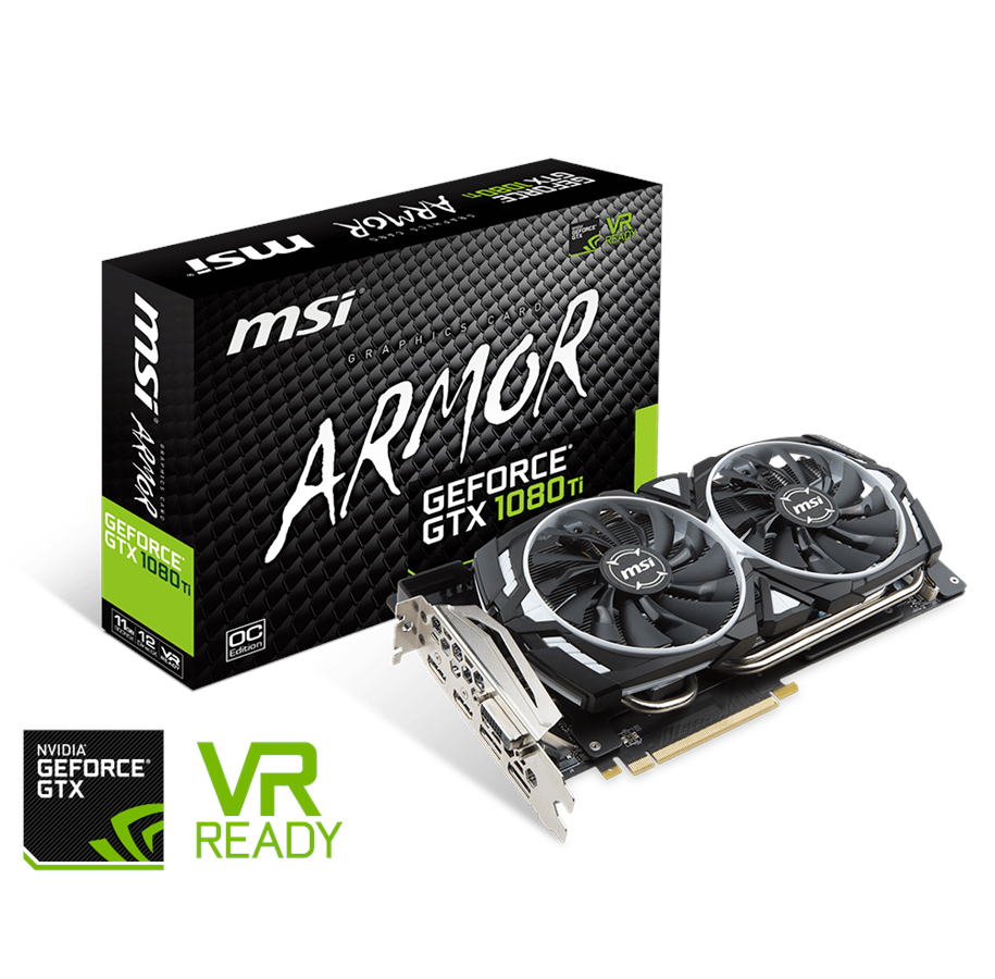 Grafikkort - MSI GeForce GTX 1080 Ti ARMOR OC - 11GB GDDR5X RAM - Grafikkort *DEMO* - GTX 1080 Ti ARMOR 11G OC