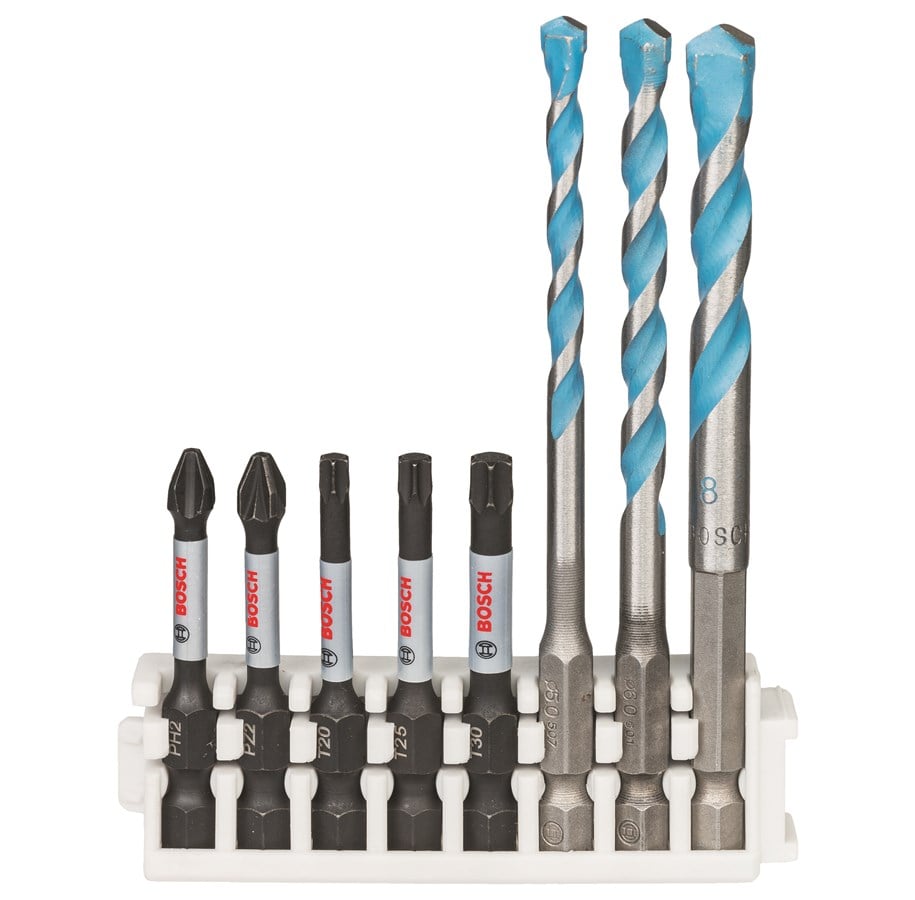 Borr & Bits - Bosch Hex-9 MultiConstruction 5,6,8 mm; Impact Power-bit 50 mm PH2, PZ2, T20, T25, T30 - 2608577144