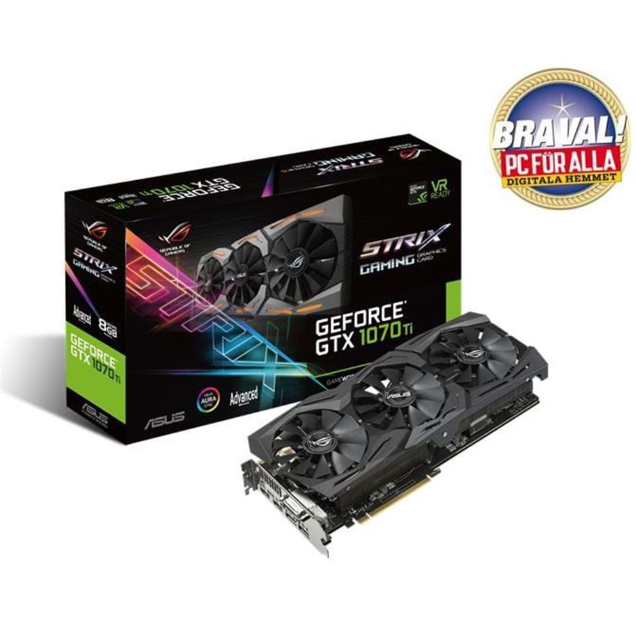 Grafikkort - ASUS GeForce GTX 1070 Ti Advanced - 8GB GDDR5 RAM - Grafikkort - 90YV0BI0-M0NA00