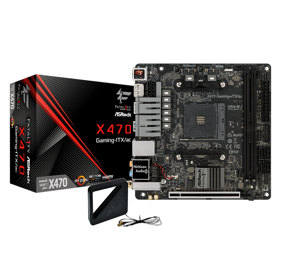 Moderkort - ASRock X470 GAMING-ITX/ac Moderkort - AMD X470 - AMD AM4 socket - DDR4 RAM - Mini-ITX - 90-MXB7K0-A0UAYZ