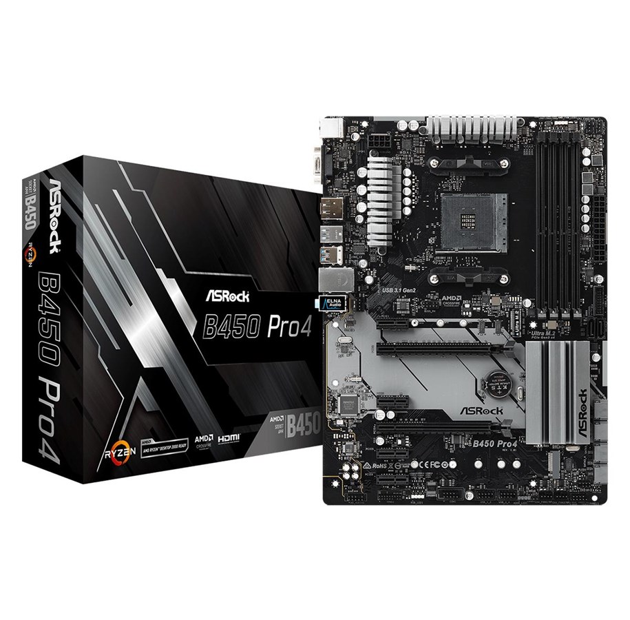 Moderkort - ASRock B450 Pro4 Moderkort - AMD B450 - AMD AM4 - DDR4 RAM - ATX - 90-MXB8B0-A0UAYZ