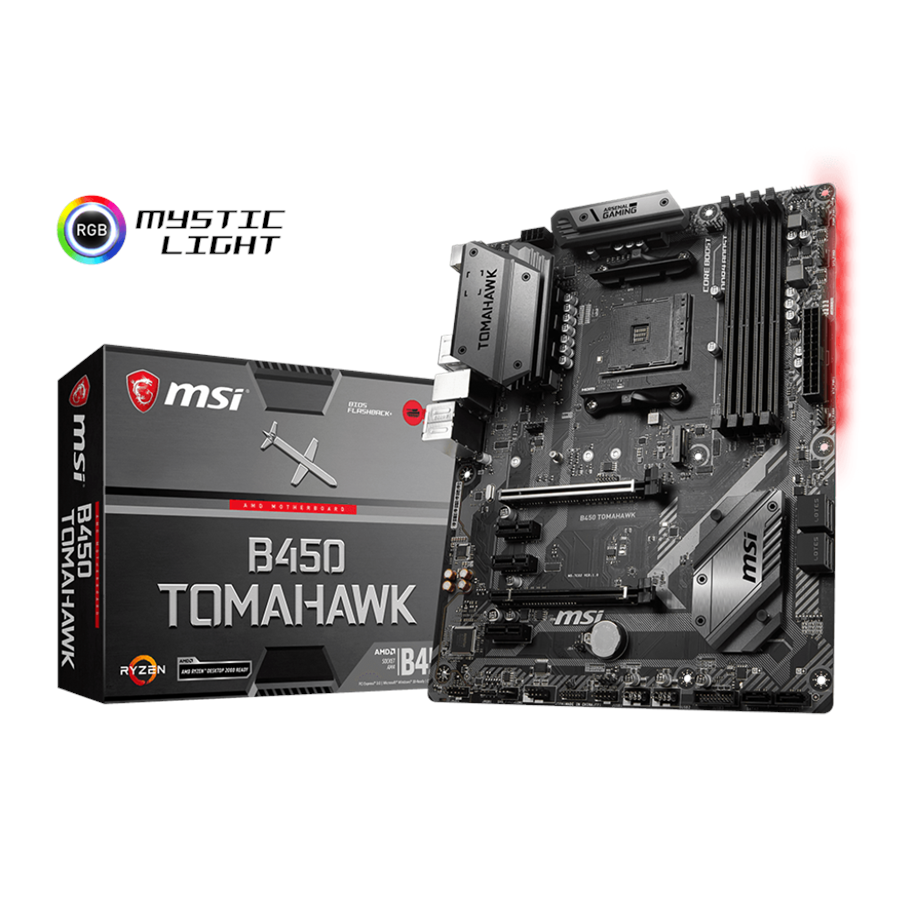 Moderkort - MSI B450 TOMAHAWK Moderkort - AMD B450 - AMD AM4 - DDR4 RAM - ATX - B450 TOMAHAWK