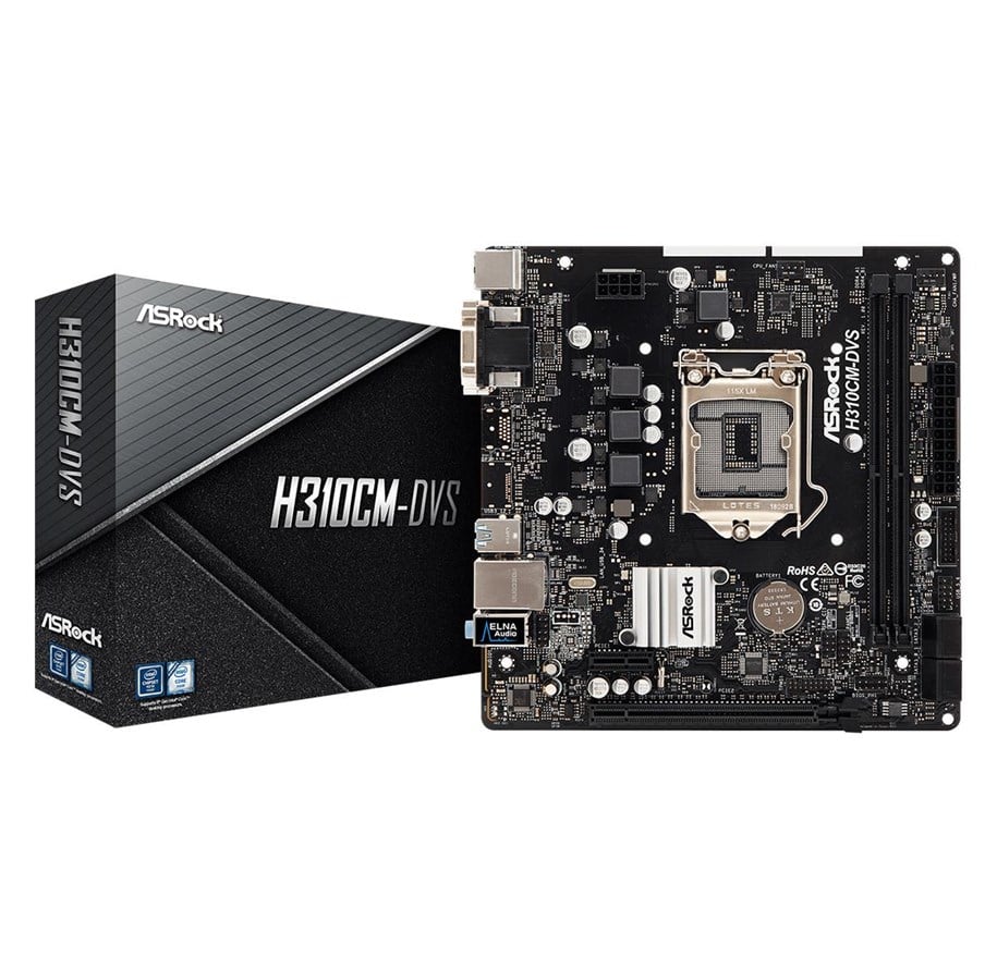 Moderkort - ASRock H310CM-DVS Moderkort - Intel H310 - Intel LGA1151 socket - DDR4 RAM - Micro-ATX - 90-MXB8K0-A0UAYZ