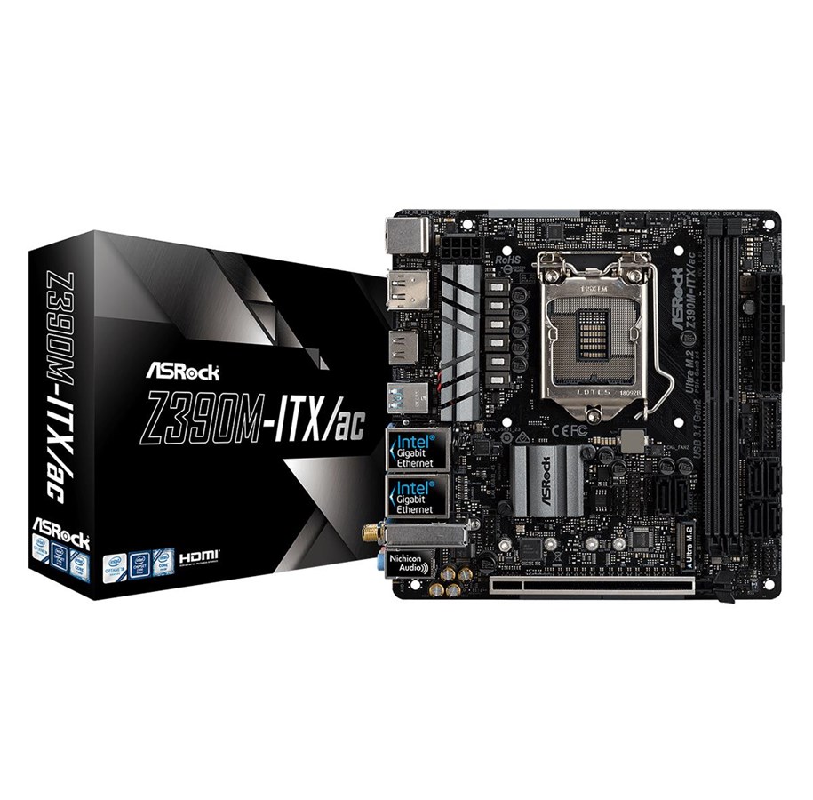 Moderkort - ASRock Z390M-ITX/ac Moderkort - Intel Z390 - Intel LGA1151 socket - DDR4 RAM - Mini-ITX - 90-MXB6Q0-A0UAYZ