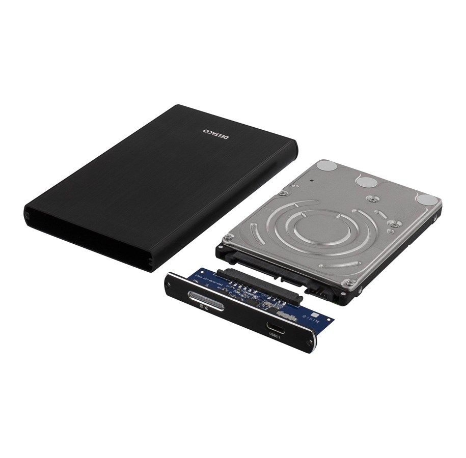 Hårddisk, tillbehör - Deltaco external enclosure 1x2.5" SATA HDD USB-C. - GD25602