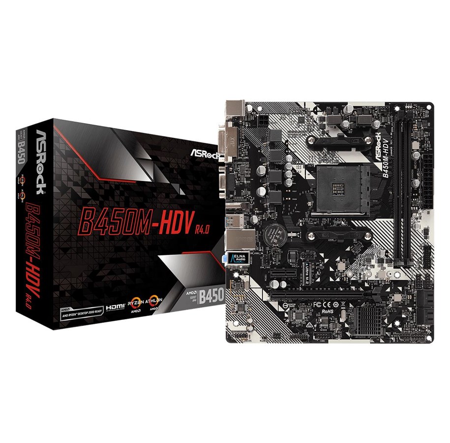 Moderkort - ASRock B450M-HDV R4.0 Moderkort - AMD B450 - AMD AM4 socket - DDR4 RAM - Micro-ATX *DEMO* - B450M-HDV R4.0