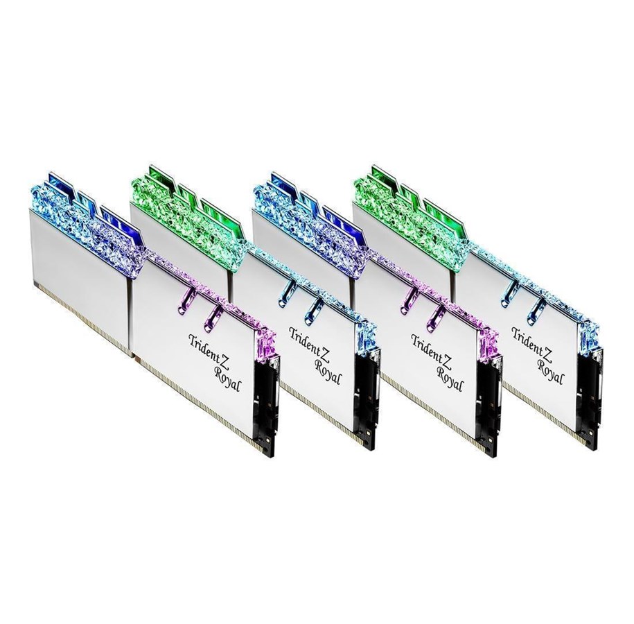 RAM - G.Skill Trident Z Royal DDR4-3200 - 32GB - CL14 - Quad Channel (4 pcs) - Intel XMP - Silver med RGB - F4-3200C14Q-32GTRS