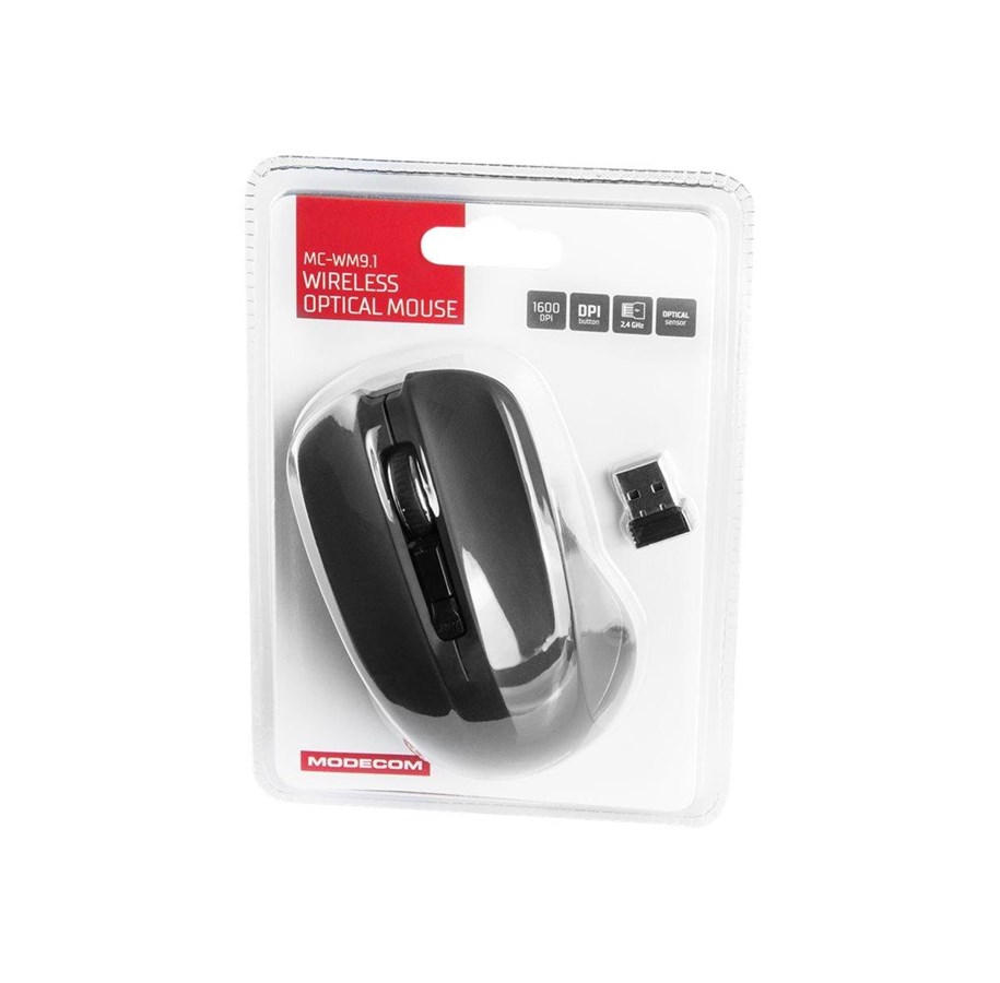 Mus - MODECOM MC-WM9.1 - Mouse - Optic - 4 knappar - Svart - M-MC-0WM9.1-100