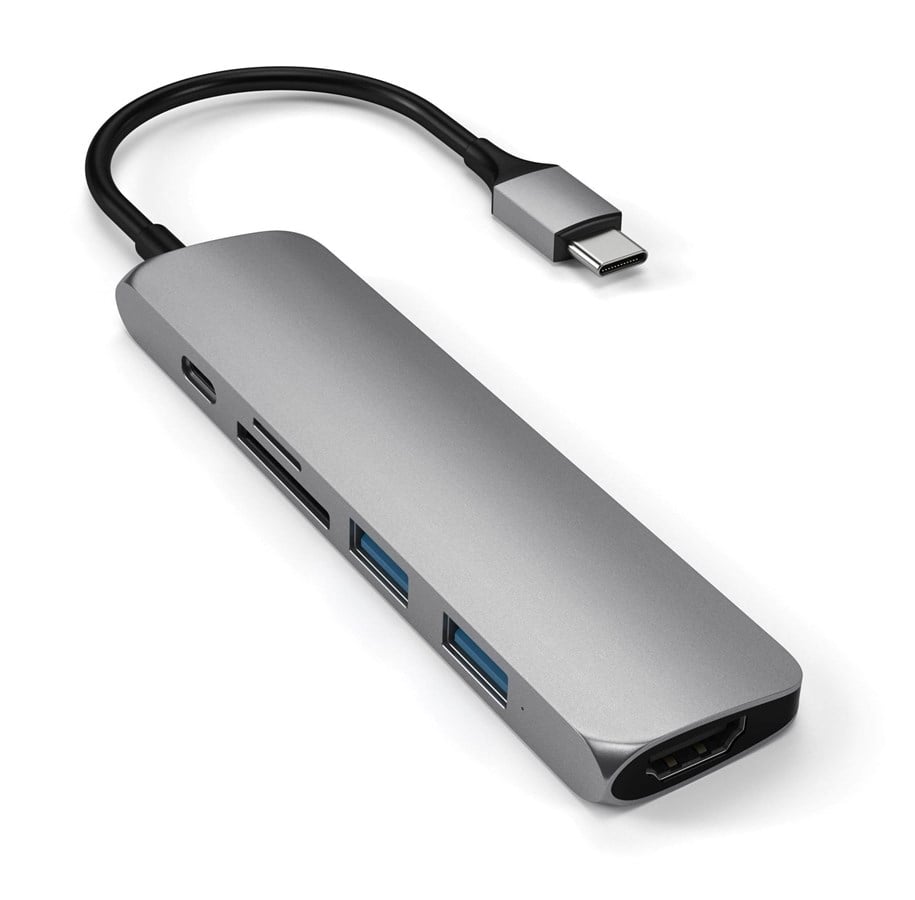 Dockning - Satechi Slim Aluminum Type-C Multi-Port Adapter V2 - ST-SCMA2M