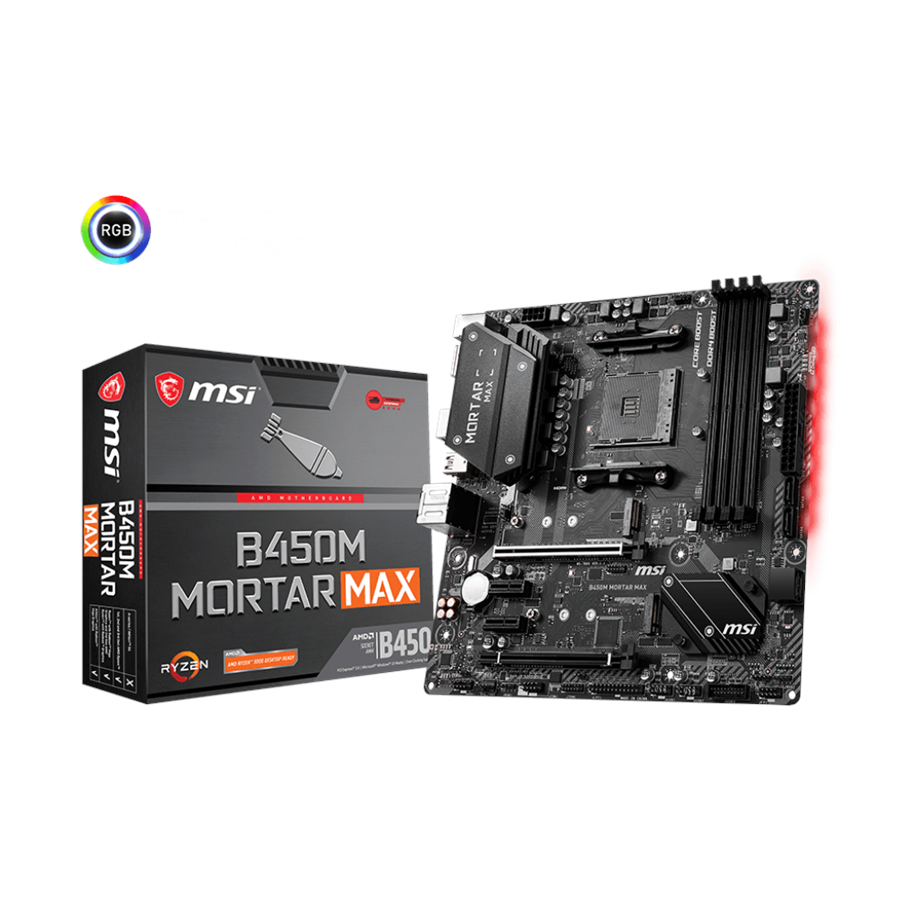 Moderkort - MSI B450M MORTAR MAX Moderkort - AMD B450 - AMD AM4 - DDR4 RAM - Micro-ATX - B450M MORTAR MAX