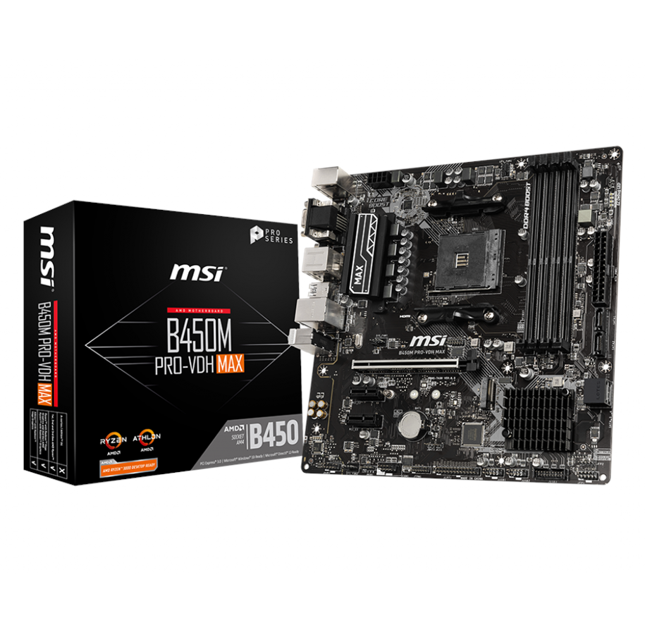 Moderkort - MSI B450M PRO-VDH MAX Moderkort - AMD B450 - AMD AM4 socket - DDR4 RAM - Micro-ATX - B450M PRO-VDH MAX