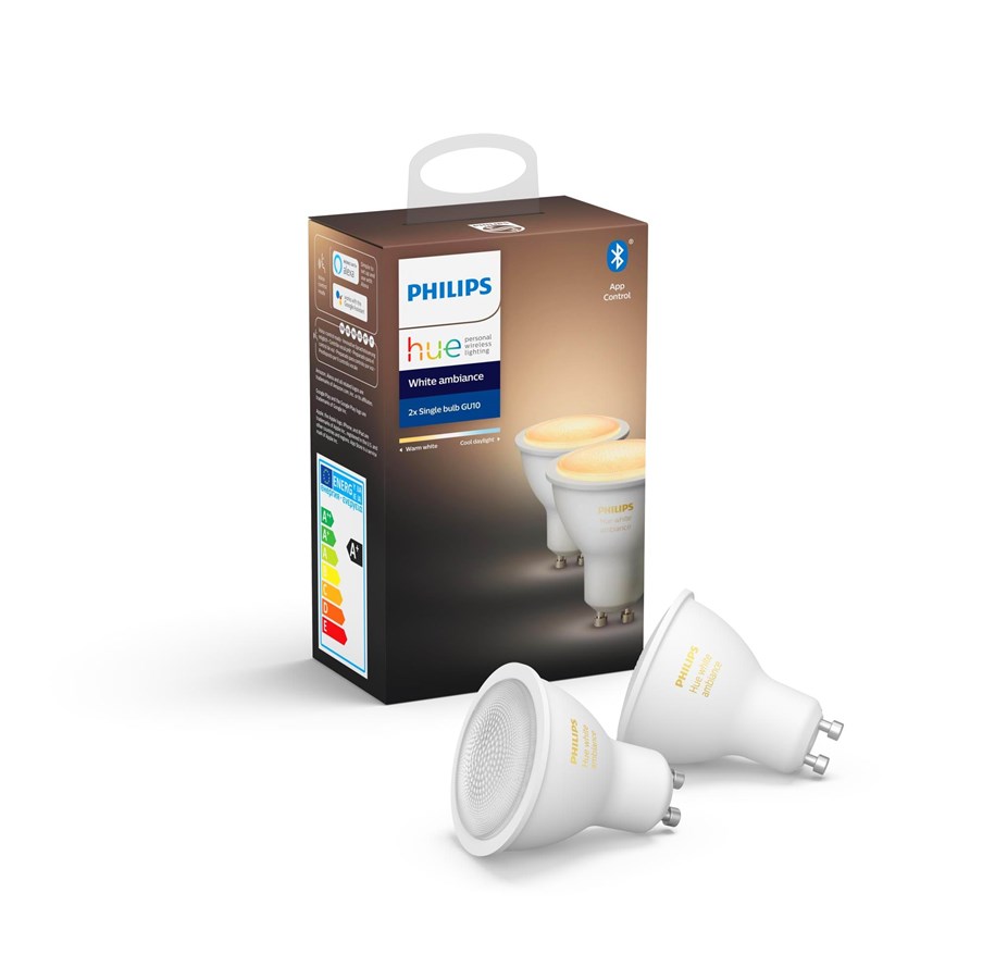 Smarta Hem - Philips Hue White Ambiance GU10-ljuskälla - BT - 2-pack - 929001953303