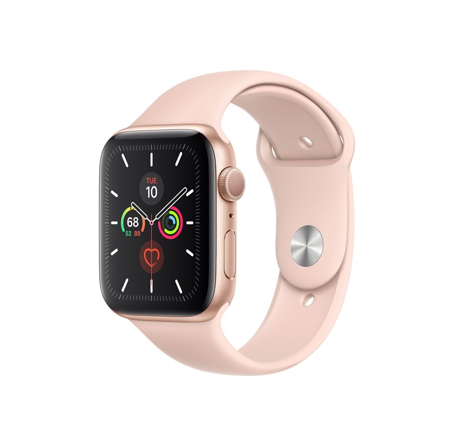 Pulsmätare & Stegräknare - Apple Watch Series 5 (GPS) 44mm Gold Aluminum Case with Pink Sand Sport Band - MWVE2DH/A