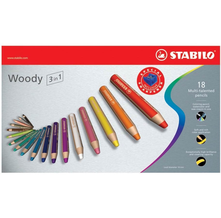 STABILO Woody 3 i 1 watercolor colored pencil and wax crayon in one