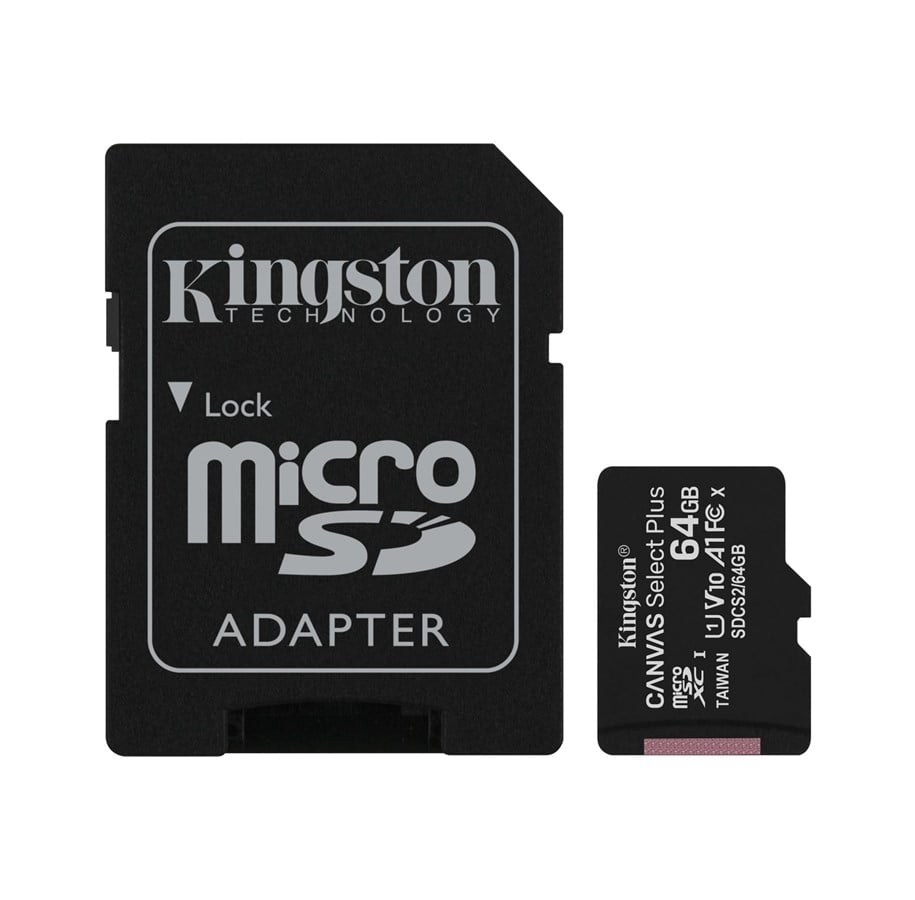 Flashram & USB Flash Drives - Kingston Canvas Select Plus microSD/SD - 100MB/s - 64GB - SDCS2/64GB