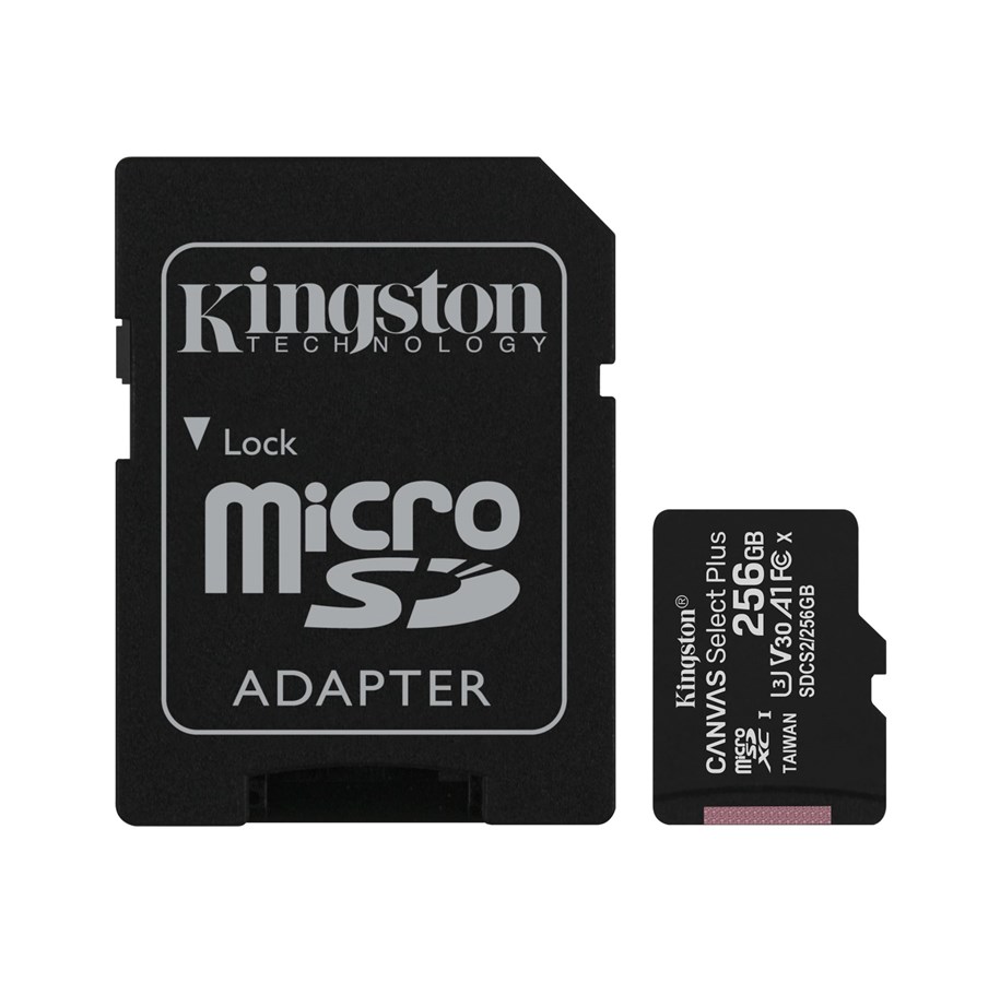 Flashram & USB Flash Drives - Kingston Canvas Select Plus microSD/SD - 100MB/s - 256GB - SDCS2/256GB