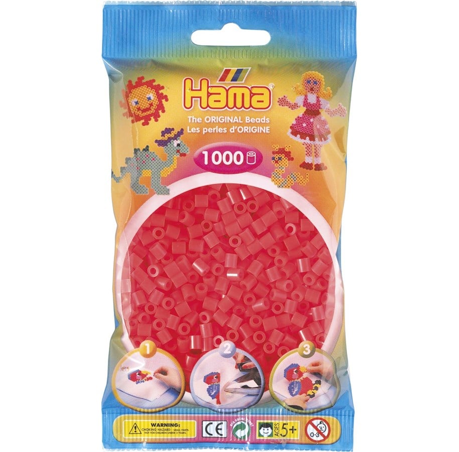 Kreativa spel - Hama Beads Red Neon 1000 pcs - 207-35