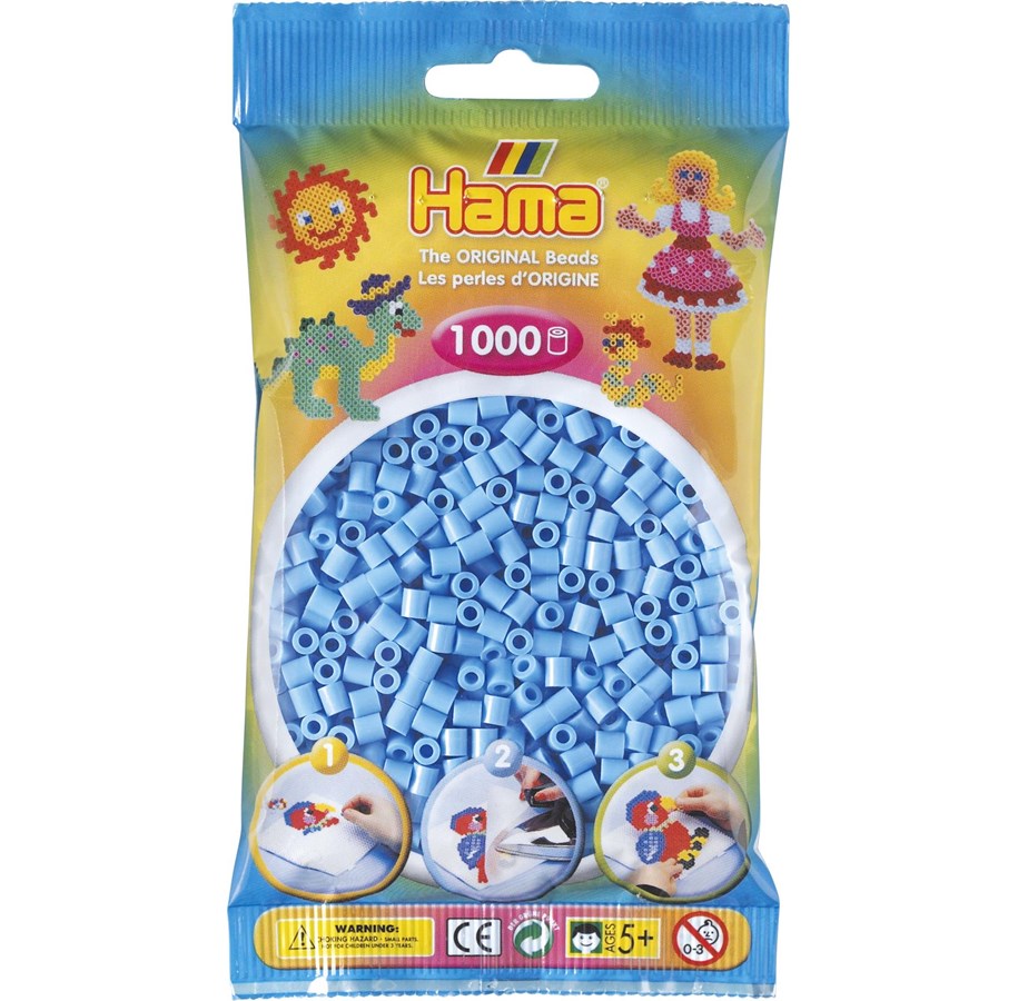 Kreativa spel - Hama Iron-on Beads - Pastel Blue 1000 pcs - 207-46