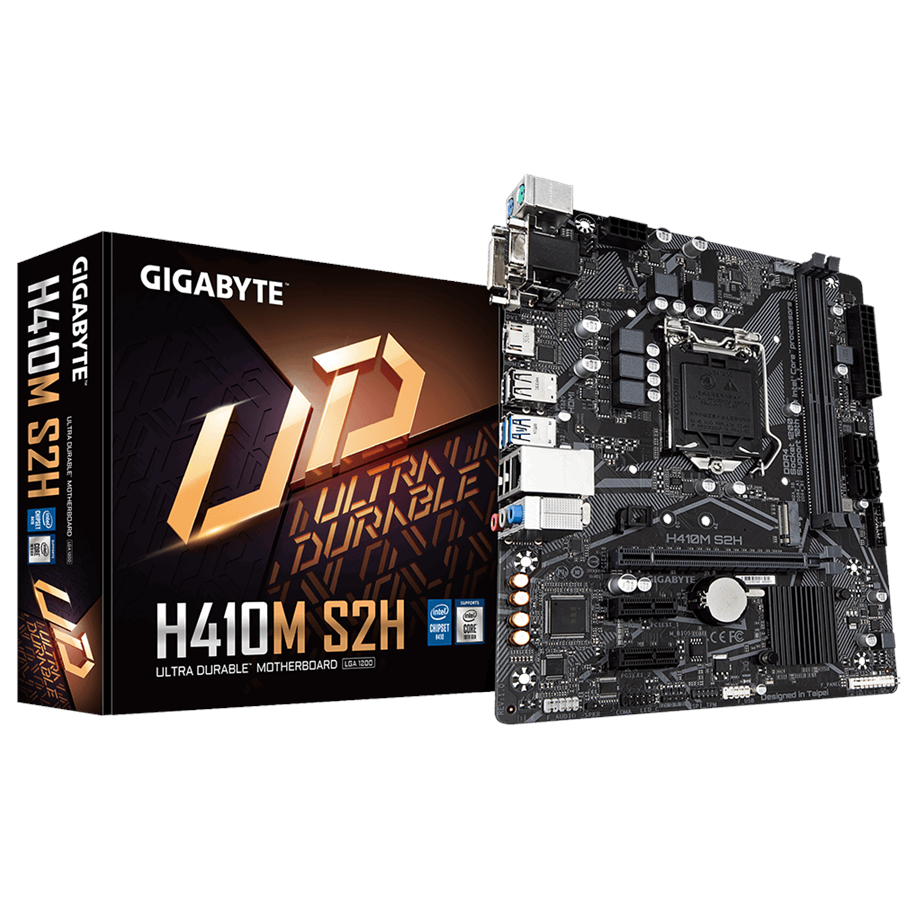 Moderkort - GIGABYTE H410M S2H Moderkort - Intel H410 - Intel LGA1200 socket - DDR4 RAM - Micro-ATX - H410M S2H
