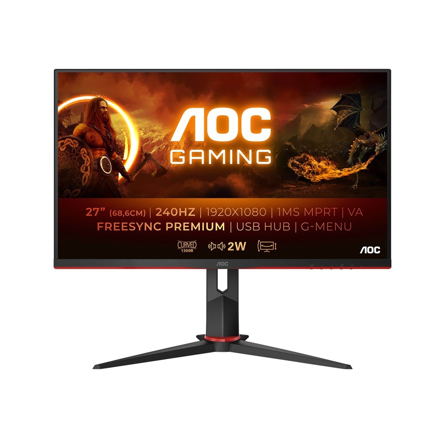 Skärm - 27" AOC Gaming - 1920x1080 - 240Hz - VA - Curved - C27G2ZU/BK