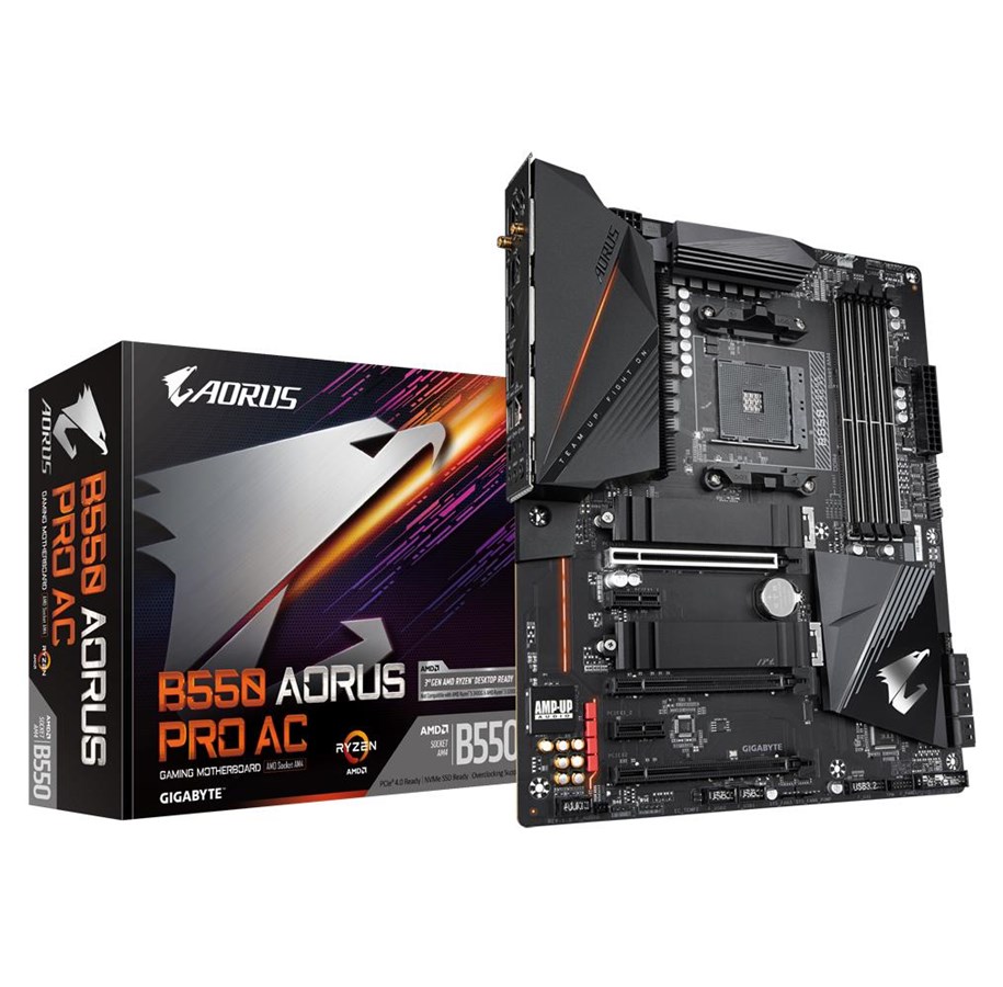 Moderkort - GIGABYTE B550 AORUS PRO AC Moderkort - AMD B550 - AMD AM4 socket - DDR4 RAM - ATX - B550 AORUS PRO AC