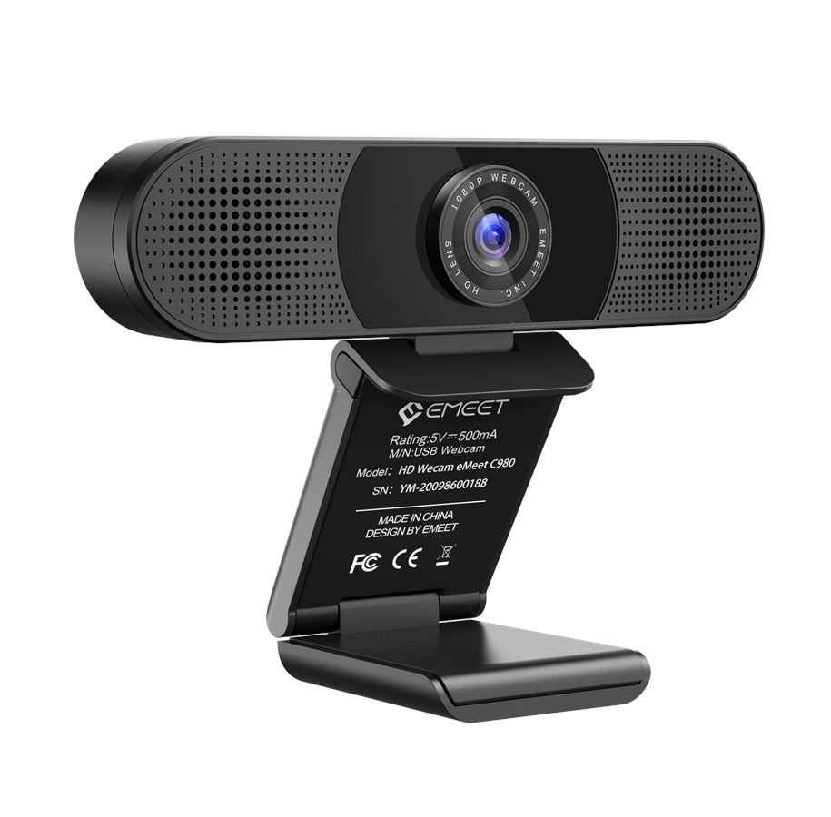 Webbkamera - eMEET C980 Pro HD Webcam with 4 AI Microphones - EMC980PROBLKDE