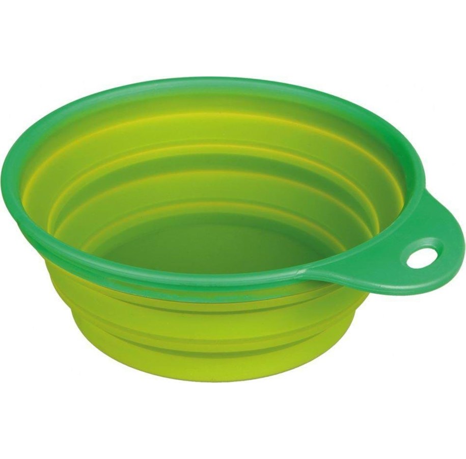 Hundar - Trixie Silicone travel bowl 1 L 18 cm. green - TX-25018
