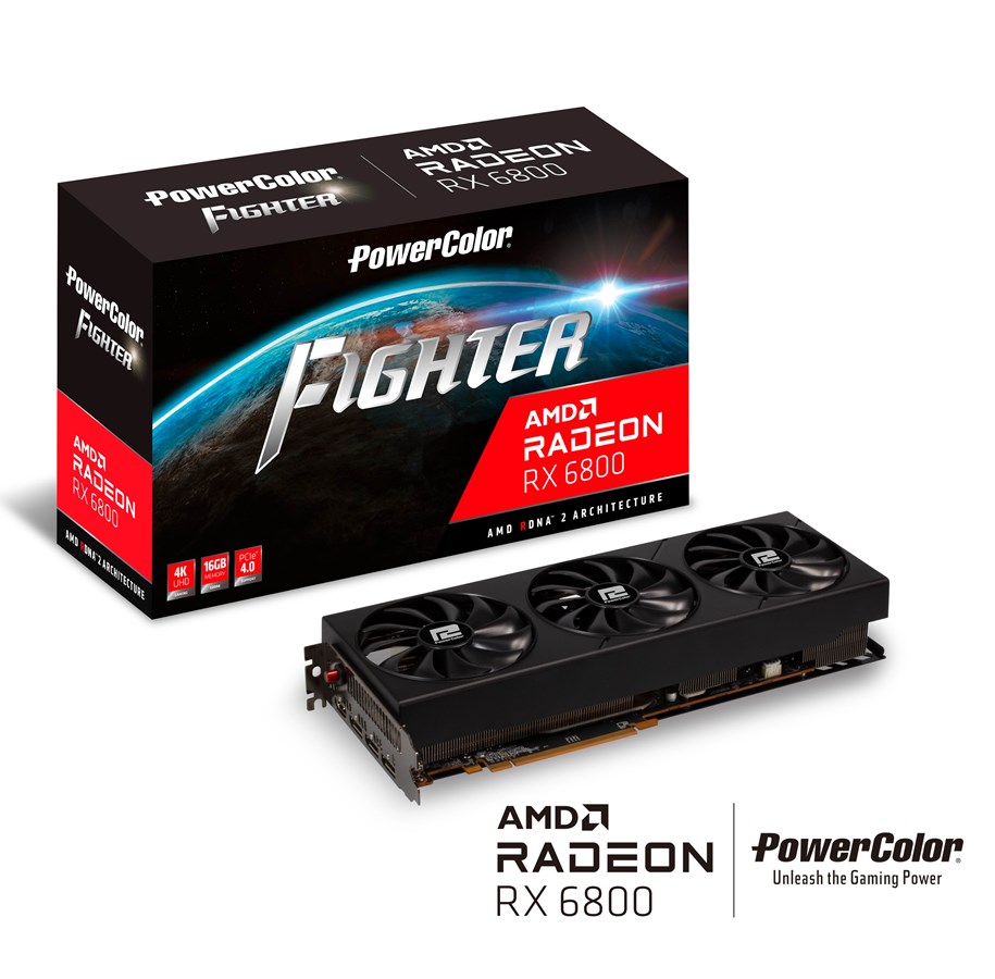 Grafikkort - PowerColor Radeon RX 6800 Fighter - 16GB GDDR6 RAM - Grafikkort - AXRX 6800 16GBD6-3DH/OC