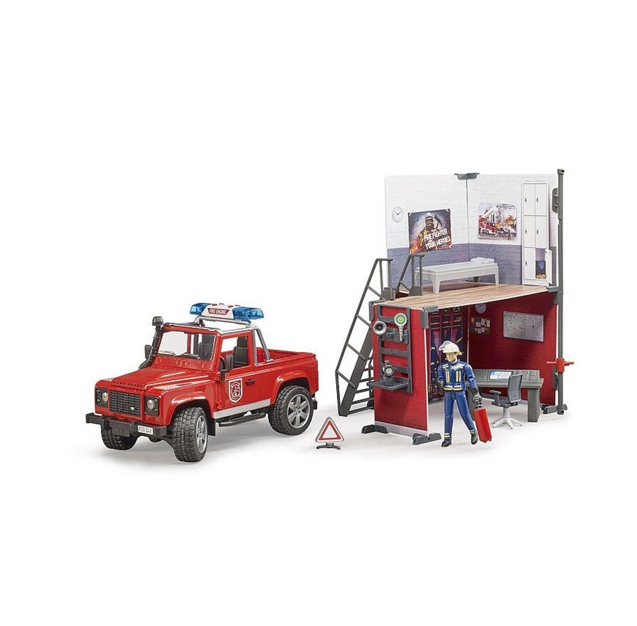 Bruder Bworld Fire Station With Land Rover Defender Billig