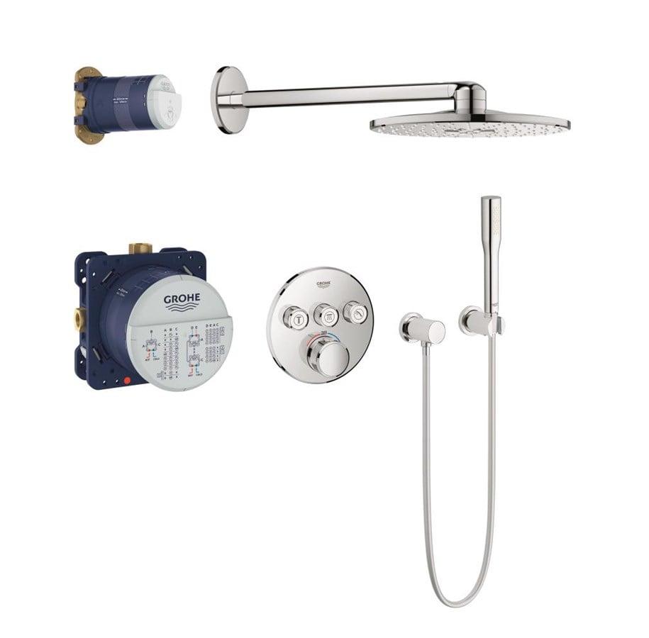 Mixerkranar och beslag - Grohe Grohtherm SmartControl, Perfekt duschset med Rainshower SmartActive 310, Krom - 34705000