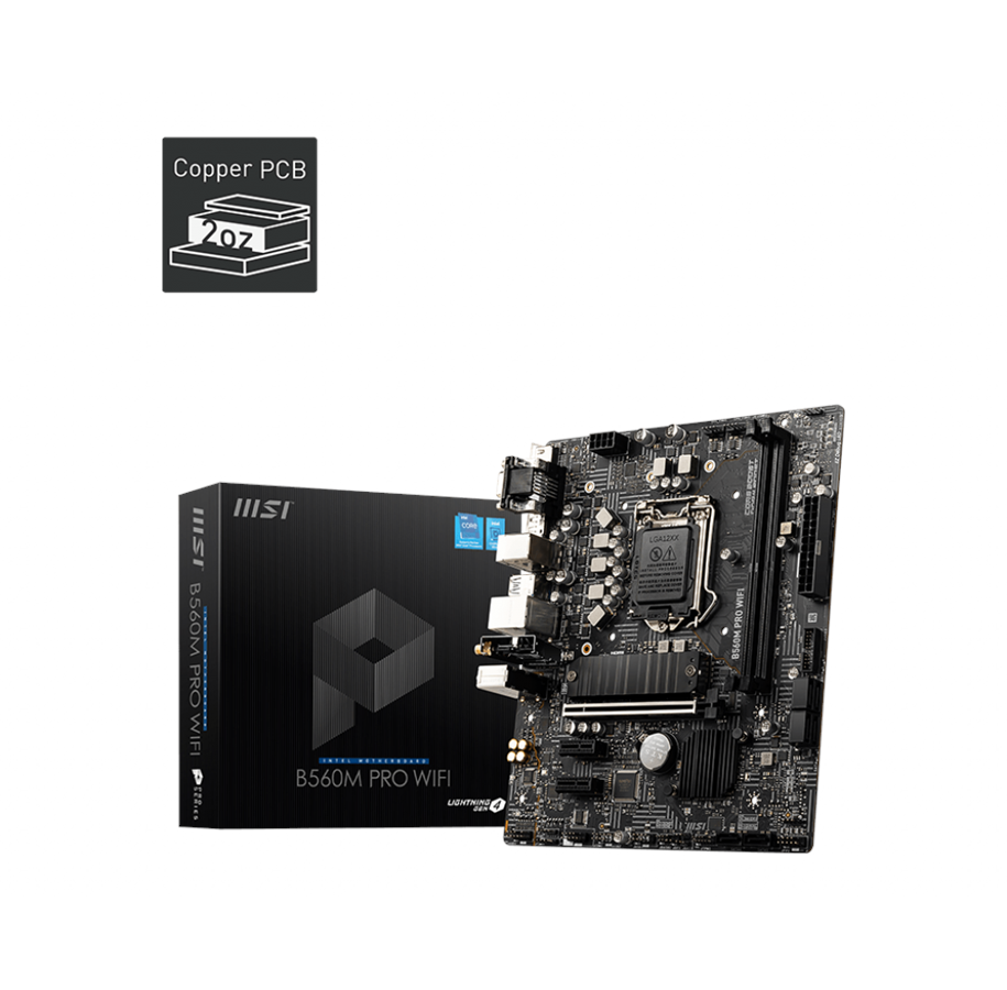 Moderkort - MSI B560M PRO WIFI Moderkort - Intel B560 - Intel LGA1200 socket - DDR4 RAM - Micro-ATX - B560M PRO WIFI