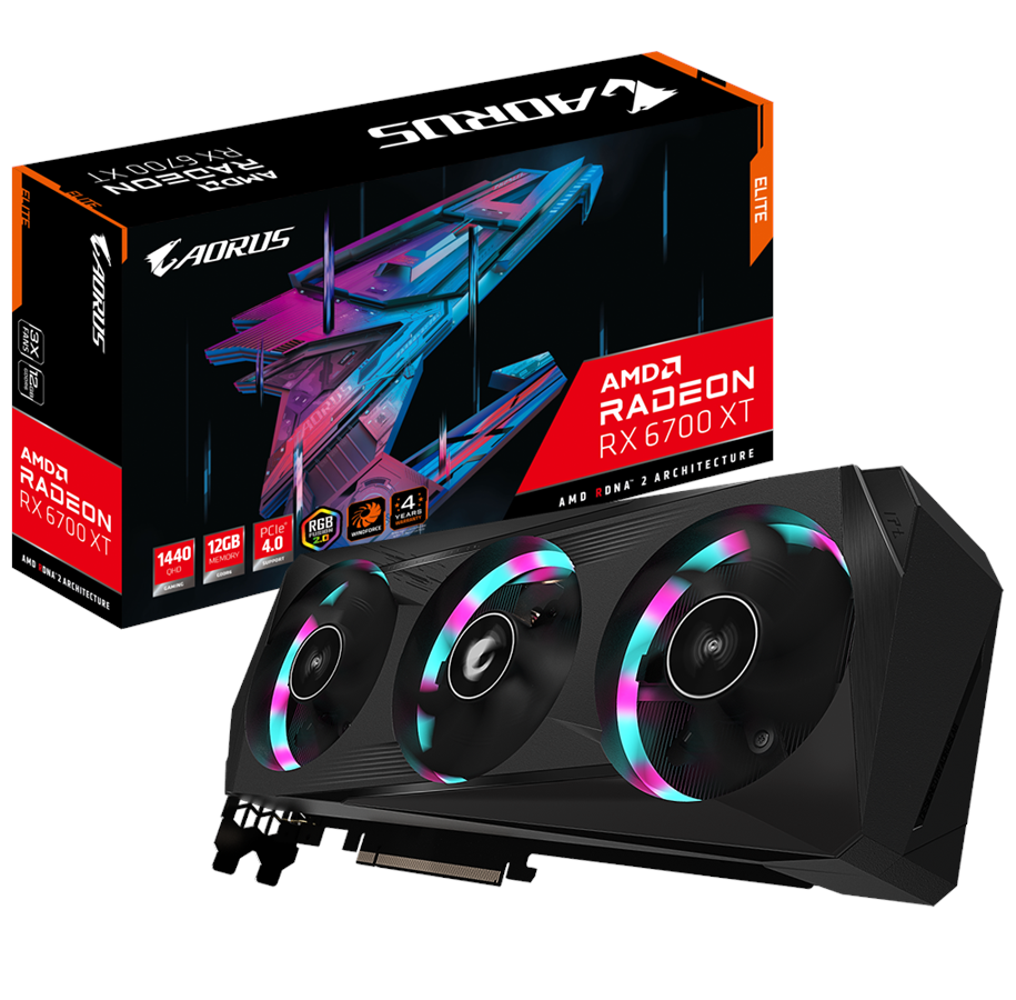 Grafikkort - GIGABYTE Radeon RX 6700 XT AORUS Elite - 12GB GDDR6 RAM - Grafikkort - GV-R67XTAORUS E-12GD