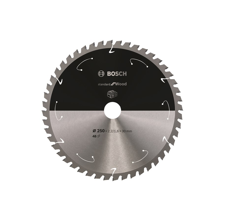 Cirkelsågar - Bosch Standard for Wood cirkelsågklinga för sladdlösa sågar 250×2,2/1,6×30 T48 - 2608837728