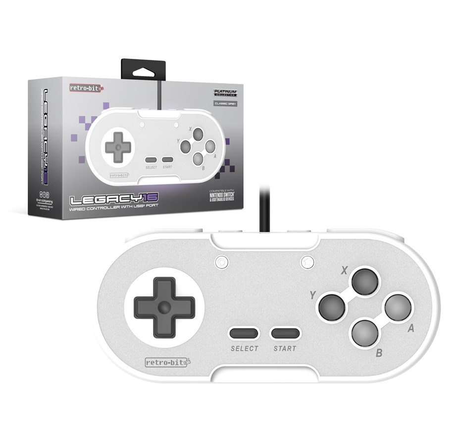 Spel Tillbehör - Retro-Bit Legacy 16 USB Pad - Grey - Wired Controller - Android - 849172012172