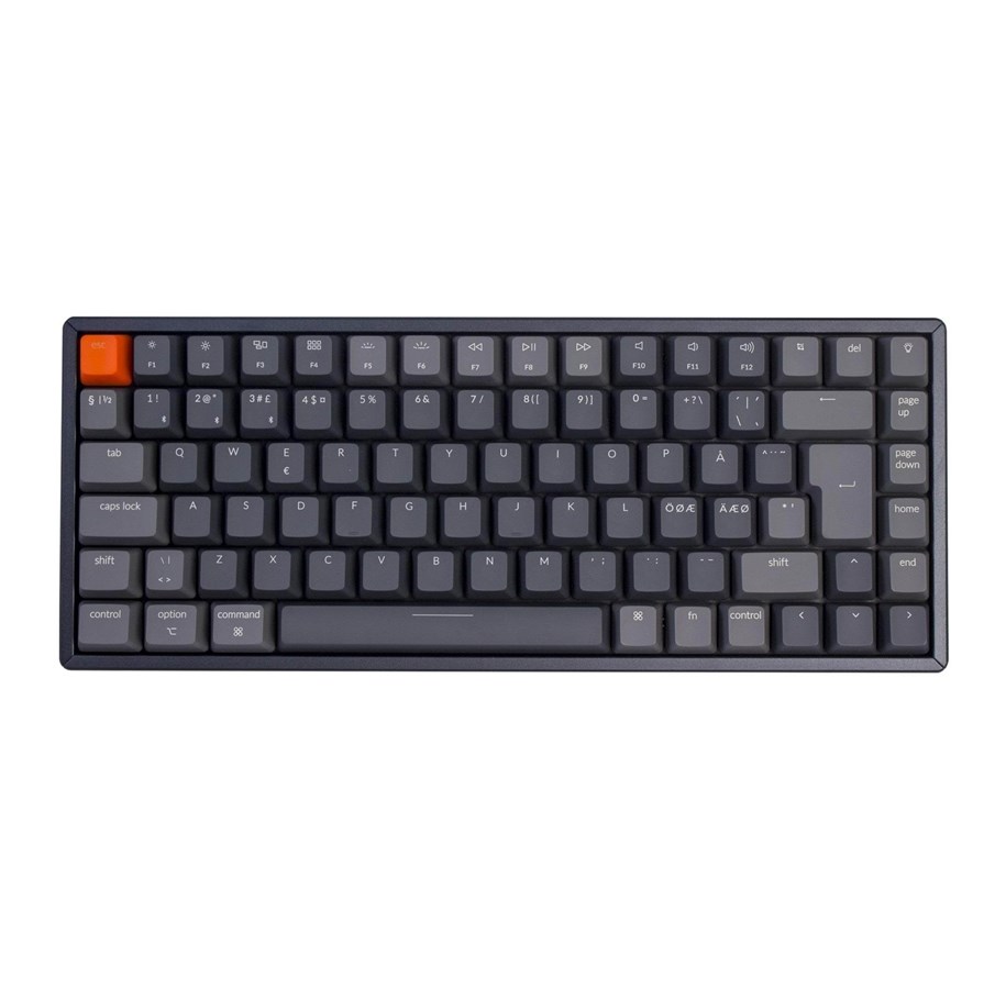 Tangentbord - Keychron K2 V2 - RGB backlit - Gateron Red - Aluminium - Gaming Keyboard - Utan numpad - Nordisk - Svart - K2-C1