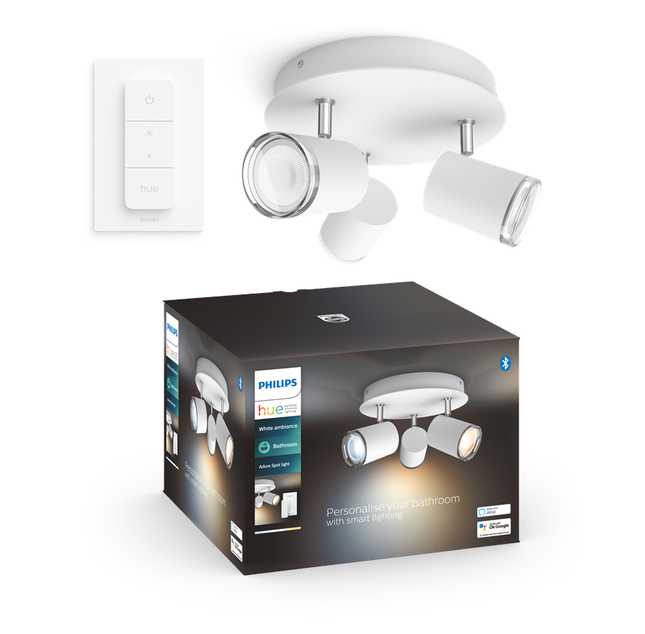 Smarta Hem - Philips Hue Adore Trippel Takspotlight För Badrum - Vit - 929003056401