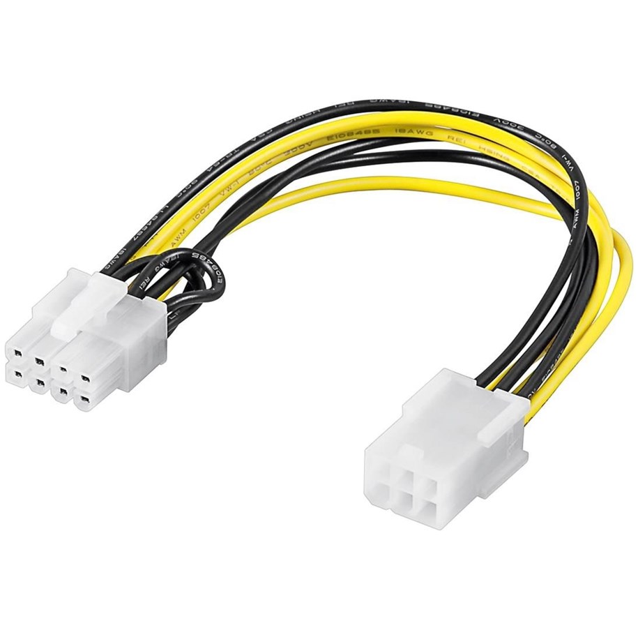 Nätverkskabel - Pro Power cable/adapter for PC graphics card PCI-E/PCI Express 6-pin to 8-pin - Svart - 0.2m - 4040849316357