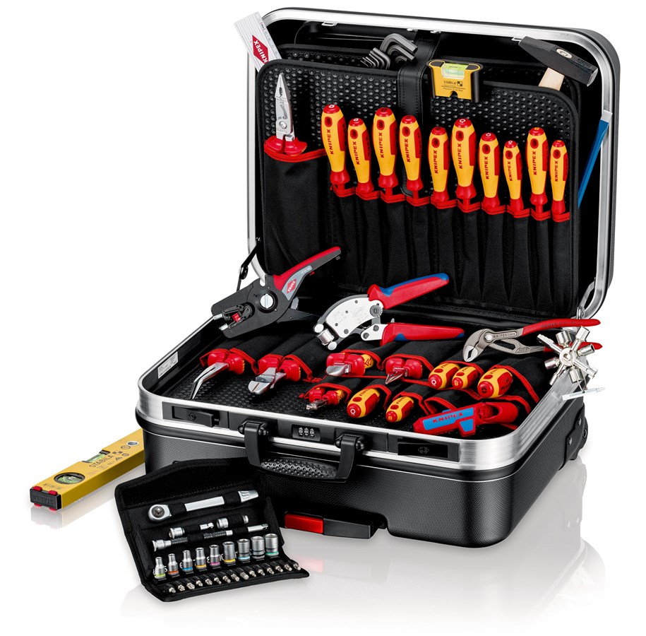 Verktyg - KNIPEX Verktygslåda "BIG Basic Move" ElectricPlus, 68 delar, med integrerade hjul och teleskophandtag - 00 21 06