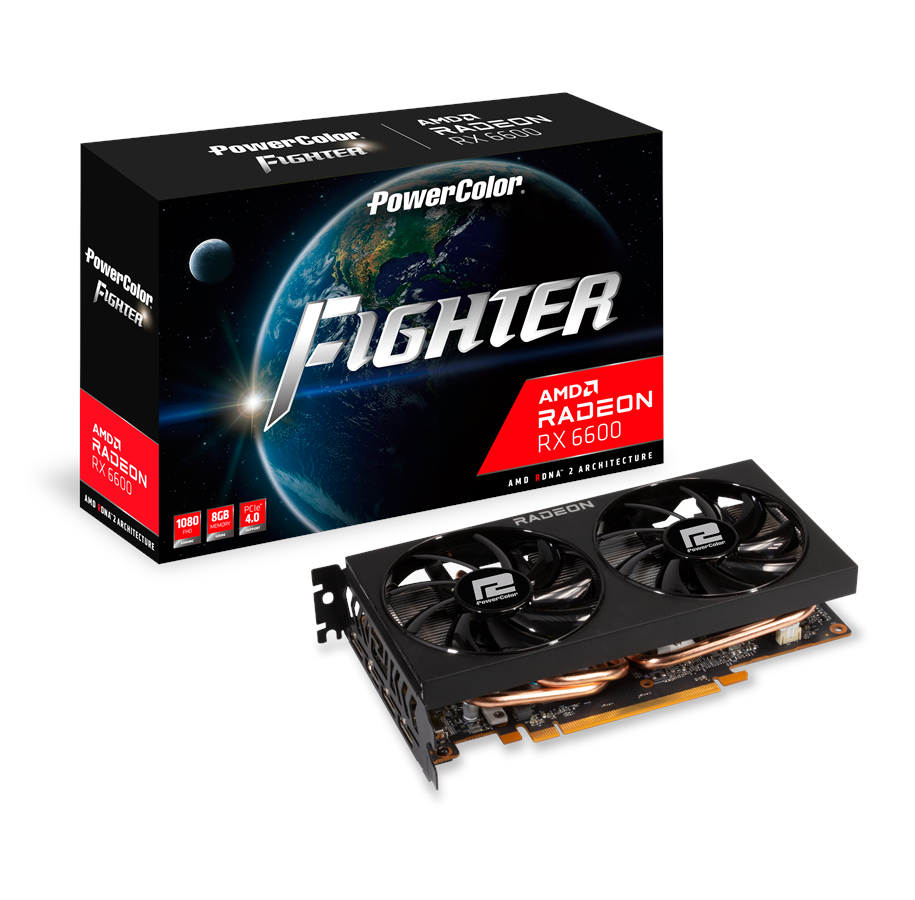 Grafikkort - PowerColor Radeon RX 6600 Fighter - 8GB GDDR6 RAM - Grafikkort - AXRX 6600 8GBD6-3DH