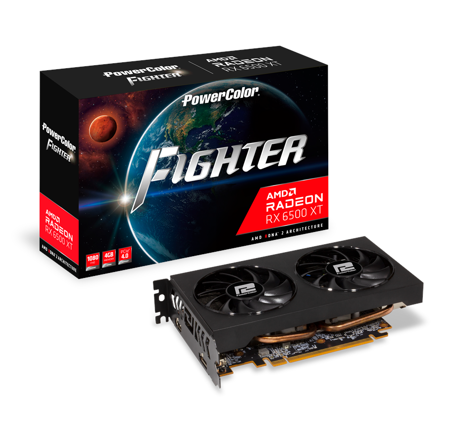 Grafikkort - PowerColor Radeon RX 6500 XT Fighter - 4GB GDDR6 RAM - Grafikkort - AXRX 6500XT 4GBD6-DH/OC