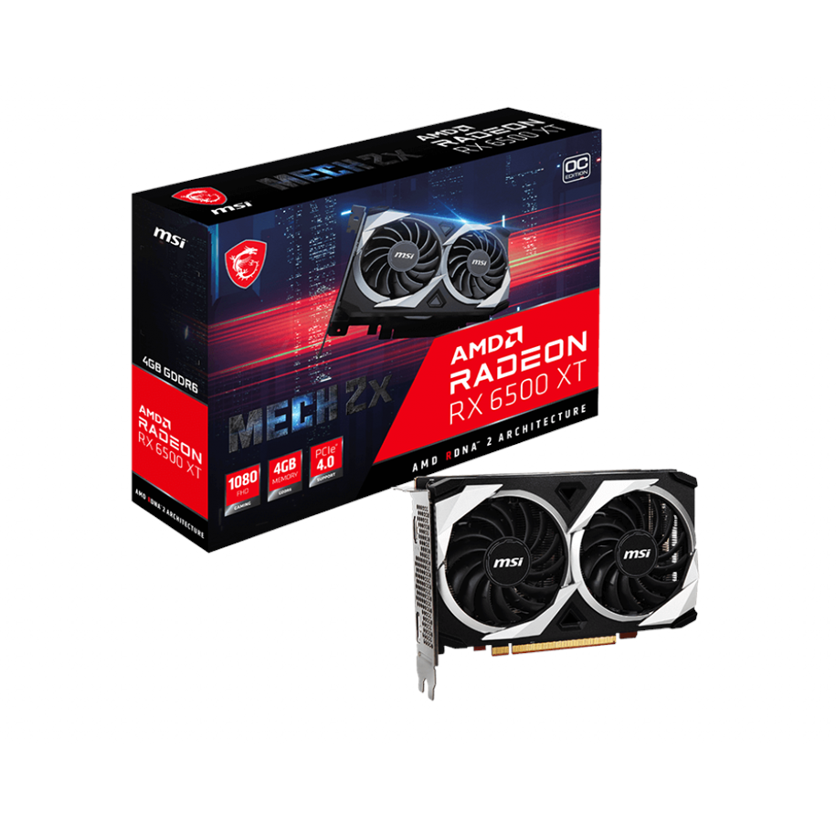 Grafikkort - MSI Radeon RX 6500 XT MECH 2X OC - 4GB GDDR6 RAM - Grafikkort - RX 6500 XT MECH 2X 4G OC