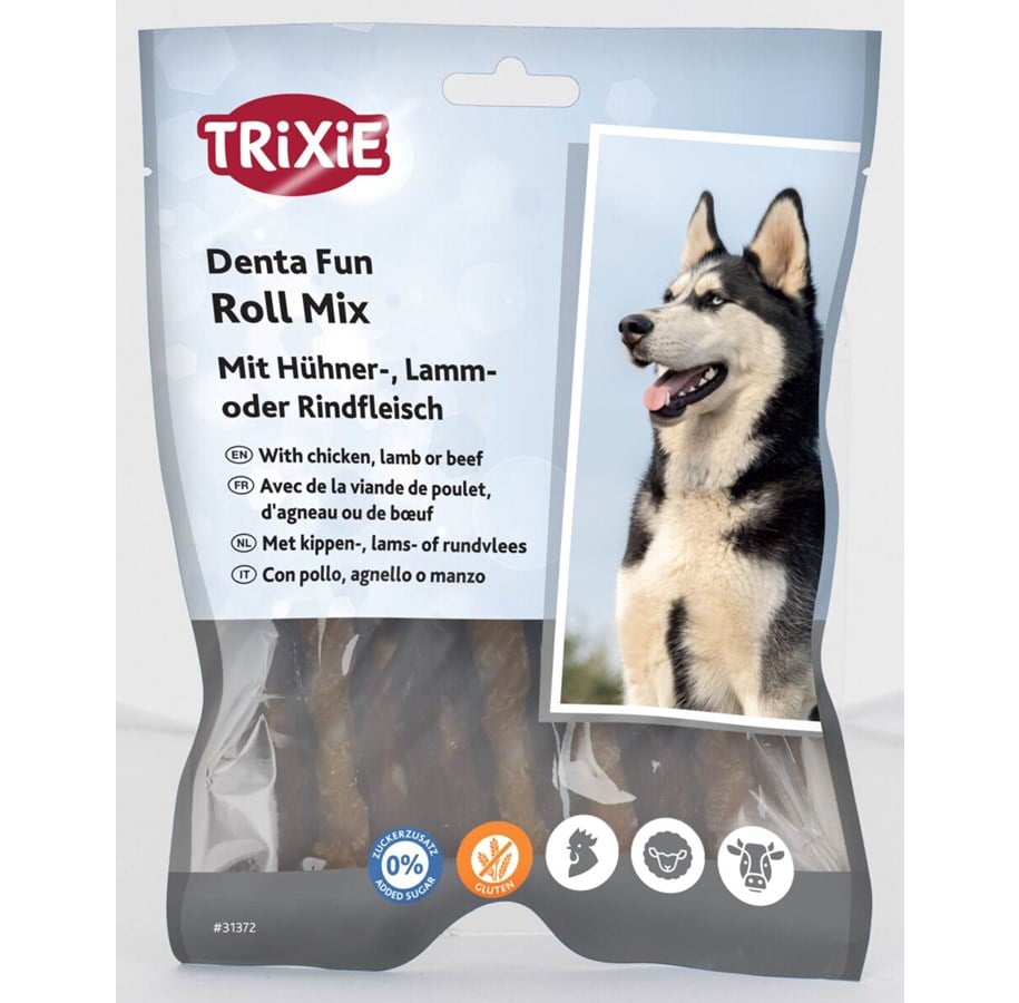 Hundar - Trixie Denta Fun Chewing Roll Mix 10cm 250g - TX31372