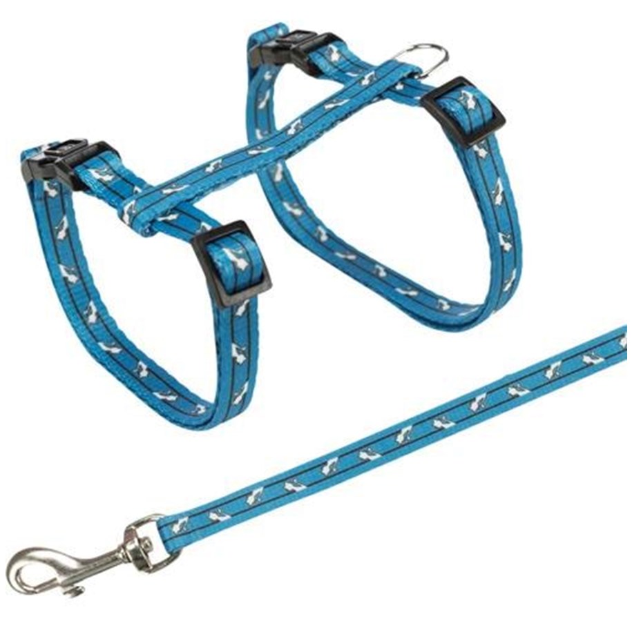 Katter - Trixie Cat harness with leash cat motif 27–45 cm/10 mm 1.20 m - Assorted - TX4142