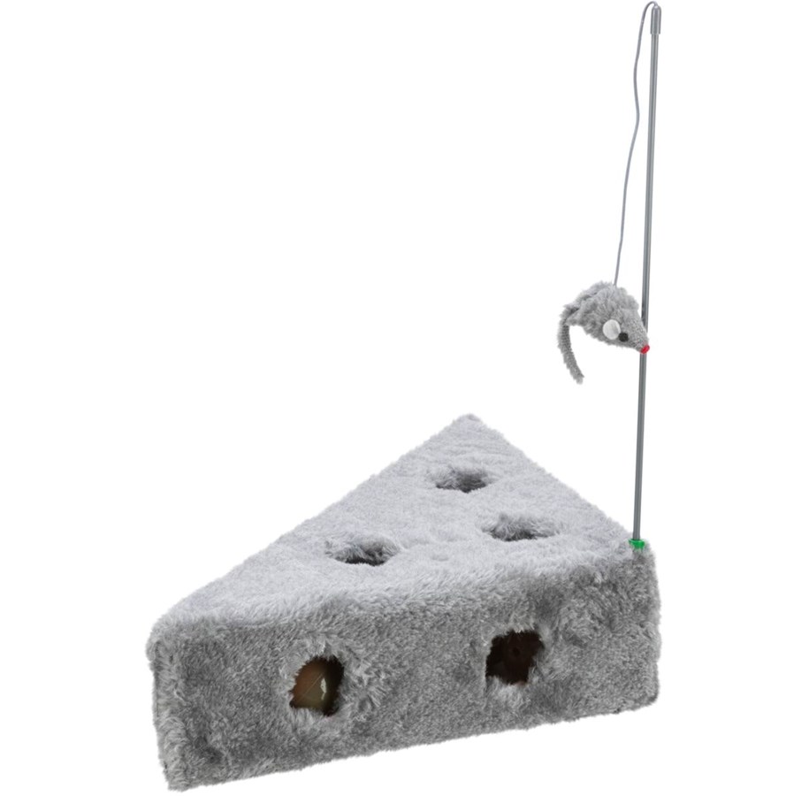Katter - Trixie Cat's Cheese with playing rod & toy balls plush 36 × 8 × 26/26 cm grey - TX4505