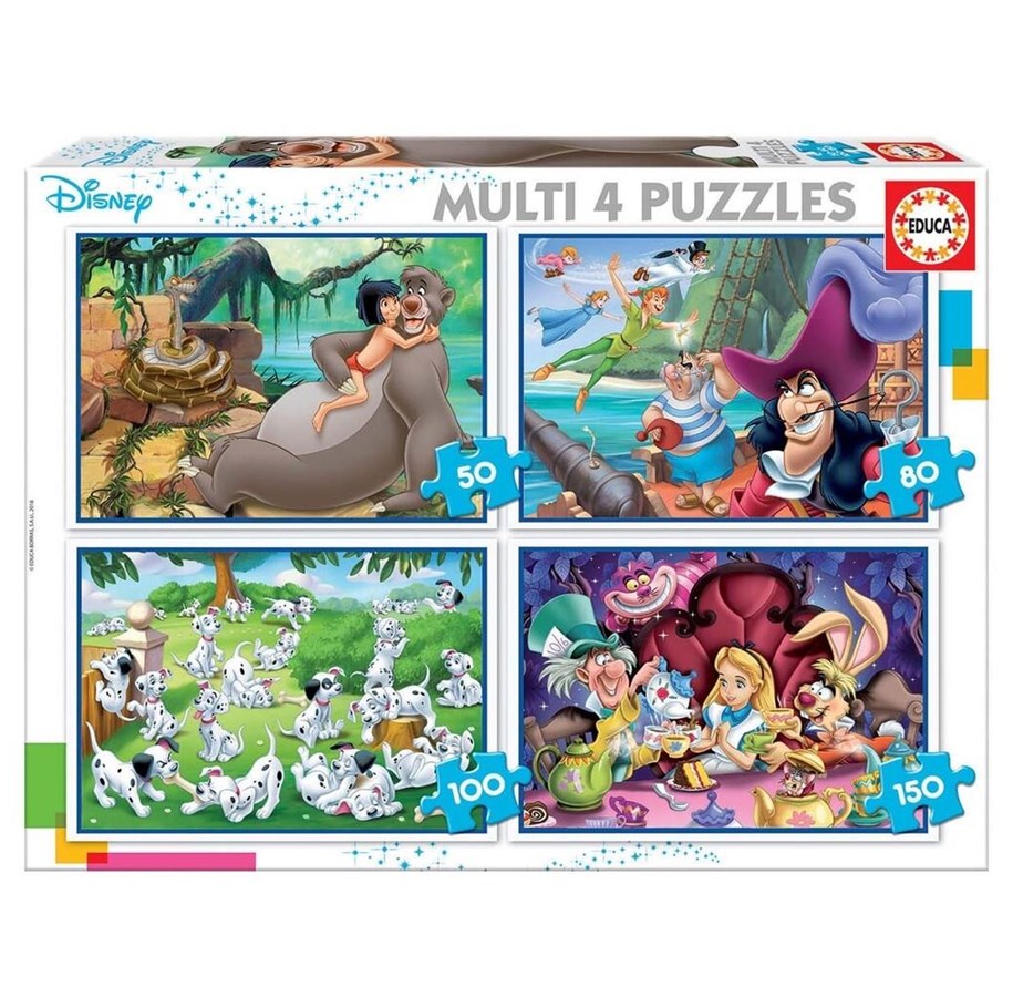Pusselspel - Educa Pussel Multi 4 Disneyklassiker Trä - 80-18105