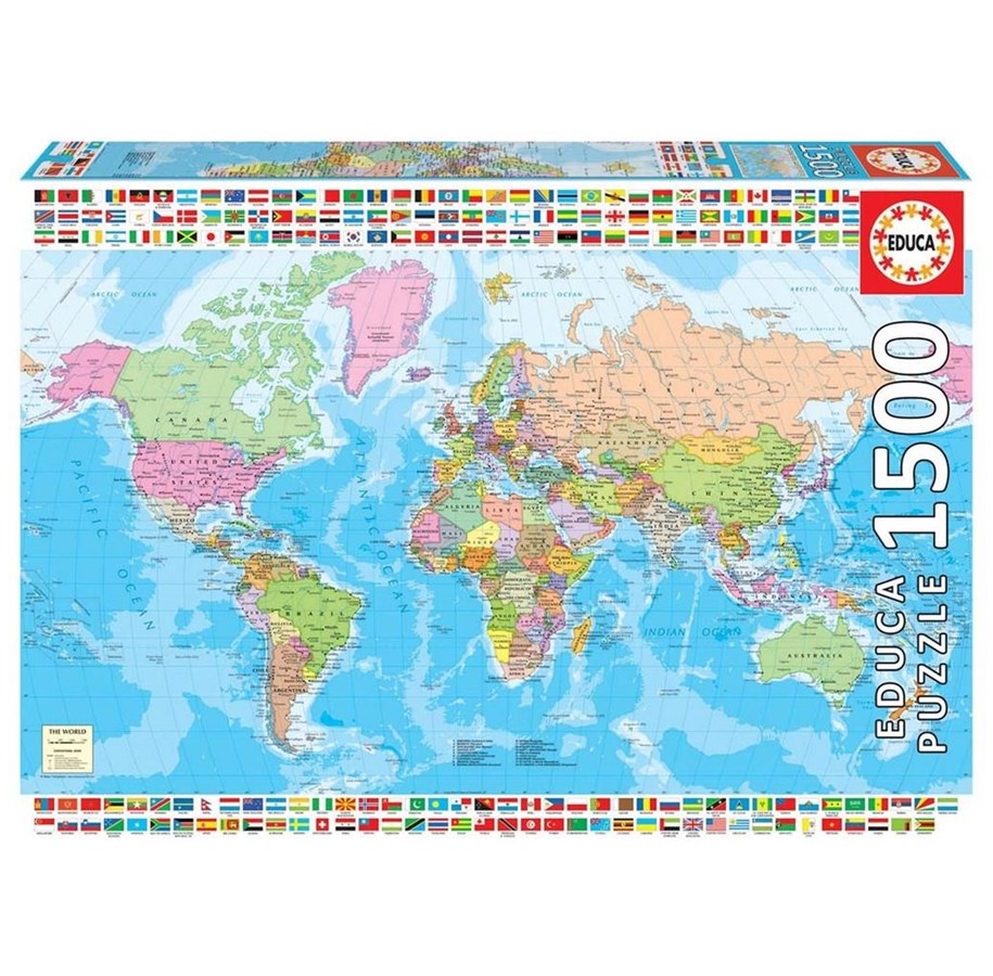 Pusselspel - Educa pussel 1500 The World Map Trä - 018500
