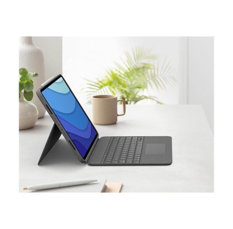 Tangentbord - Logitech Combo Touch - keyboard and folio case - with trackpad - QWERTY - US International - oxford grey - Tastatur & Folio set - Universal - Grå - 920-010257