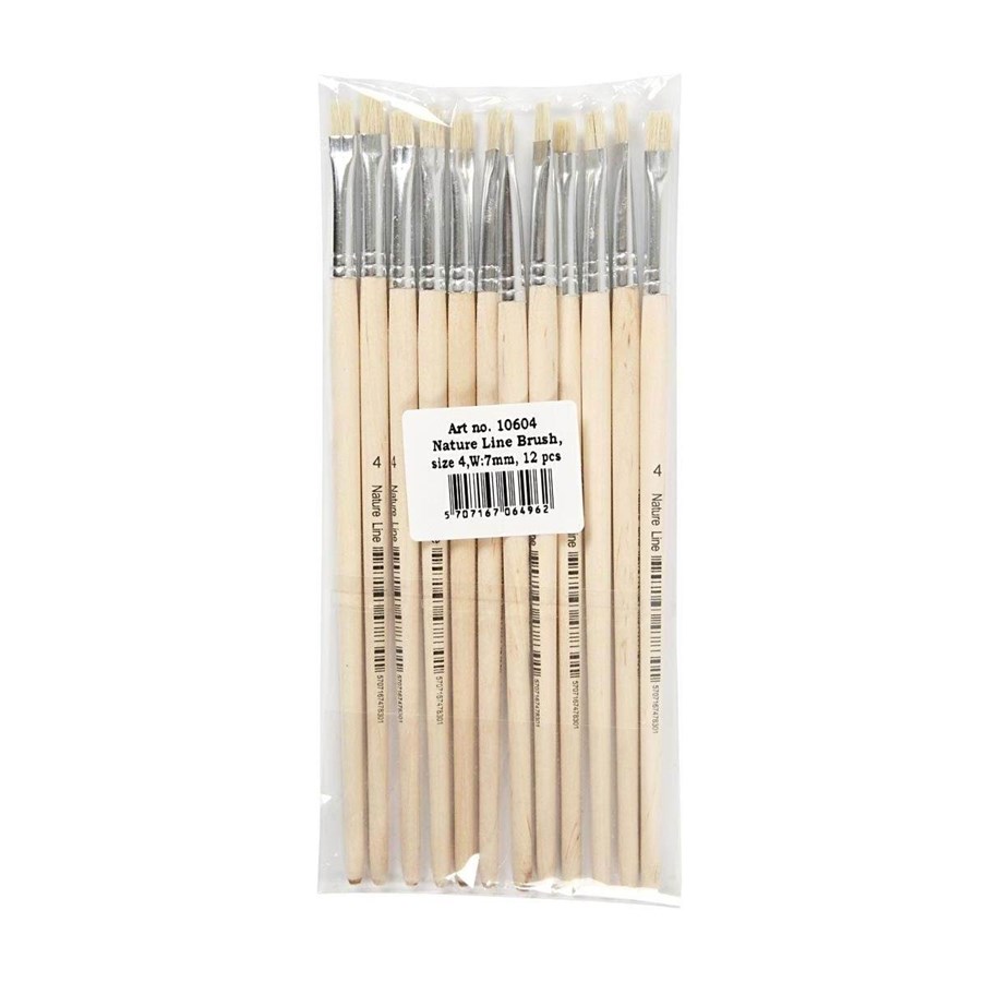 Hobby Tillbehör - Creativ Company Wooden brushes No. 4 short handle 12pcs. - 10604