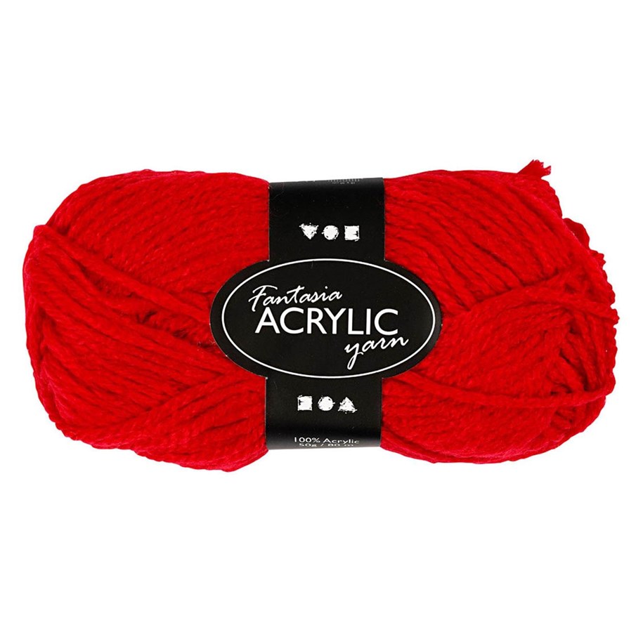 Garn & tillbehör - Creativ Company Acrylic yarn Red 50gr 80m - 421730