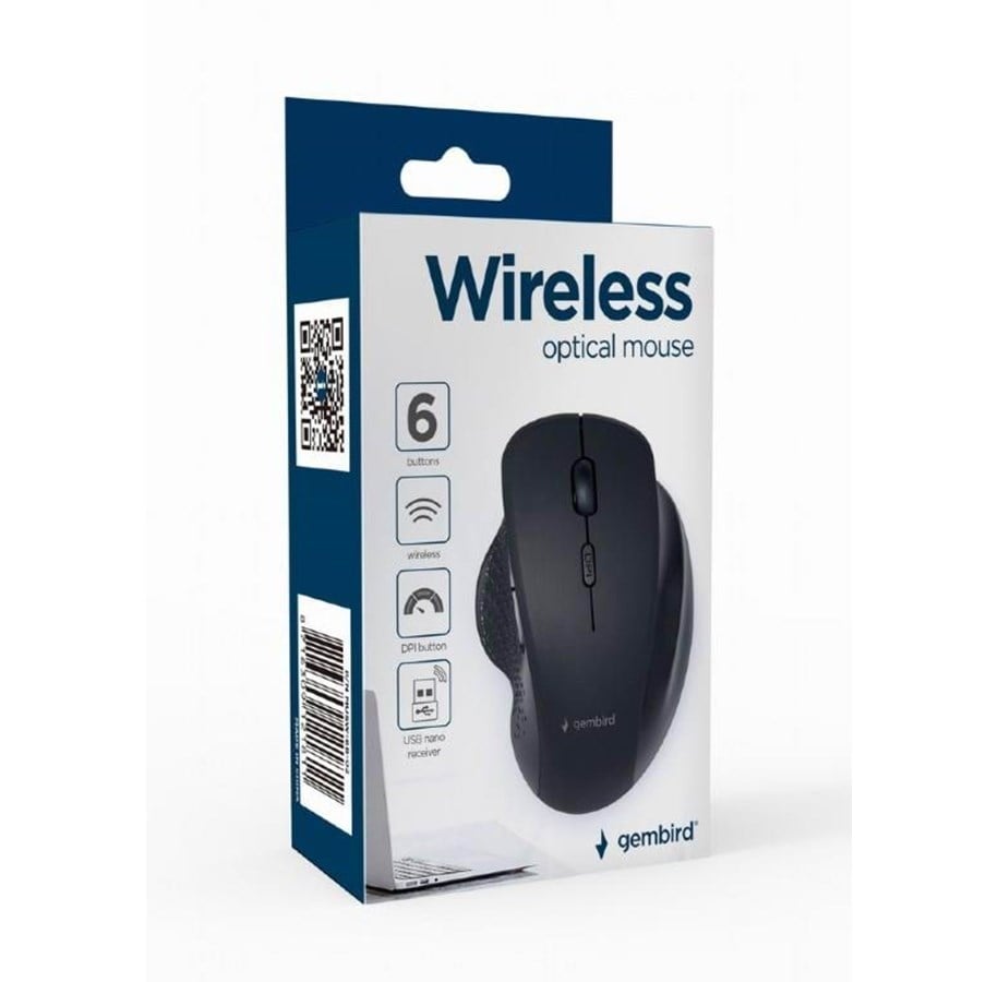 Mus - Gembird Ergonomic wireless optical mouse 6B-02 - Mouse - Optic - 6 knappar - Svart - MUSW-6B-02